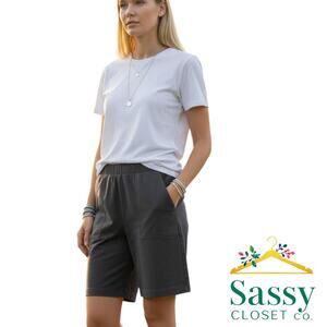 Pure Jill Black Bermuda Shorts Pull-On Pima Tencel Stretch Women’s M EUC